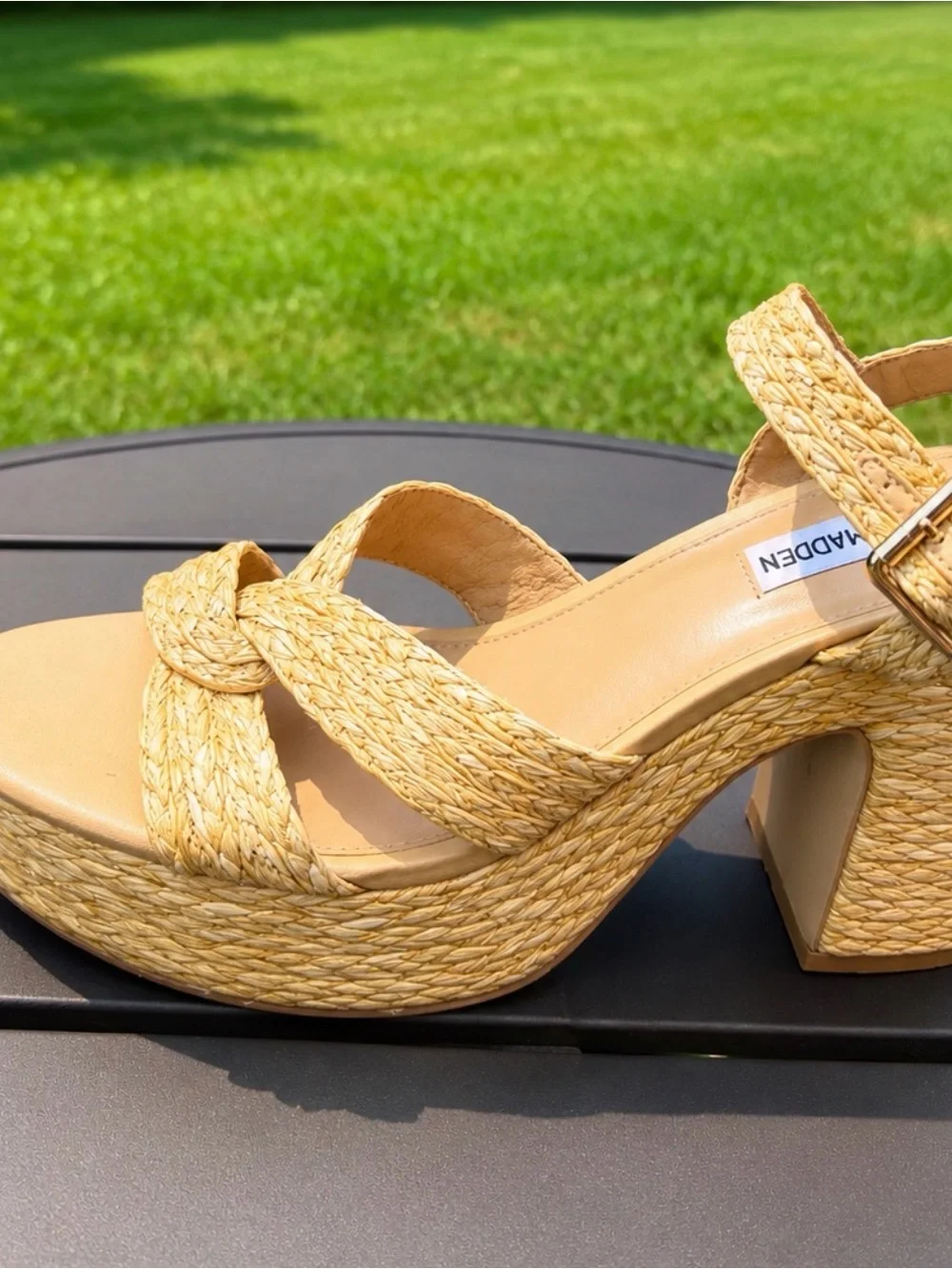 ✨ Steve Madden Raffia Platform Block Heels | Women’s Size 8.5
